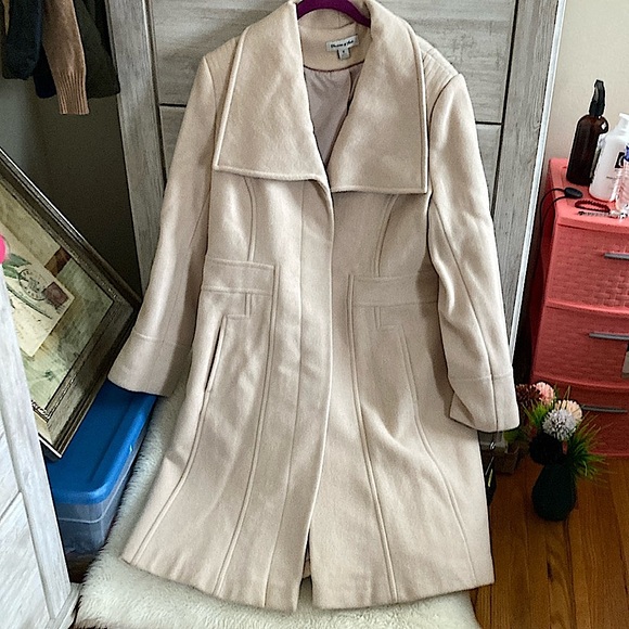 VINTAGE Preston & York Ivory Cream Superior Merino Wool Coat Fully Lined Sz L/XL - Picture 1 of 16